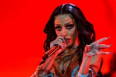 Doja Cat performs on the main stage during the Coachella Valley Music and Arts Festival in Indio, Calif., Sunday, April 17,